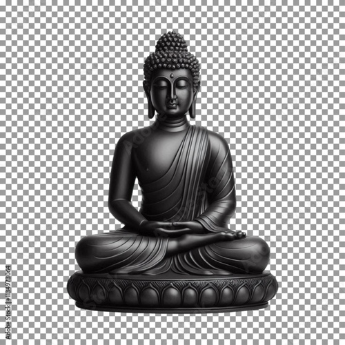 Black Buddha Sculpture for Calm and Peaceful Spaces on transparent background, png, psd
