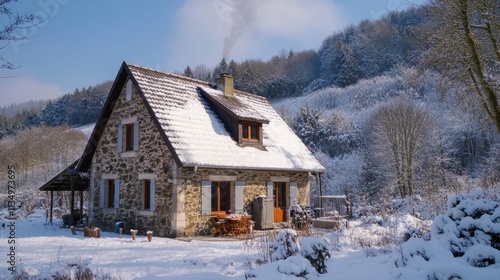 Snowy Mountain Cabin in Winter Wonderland photo