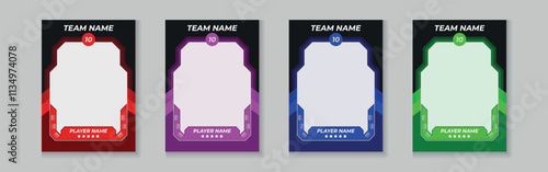 Trading card template design for sports, picture frame for player performance, photo frame or border collection for hockey, basketball and football player, sports flyer design, template eps 10.	