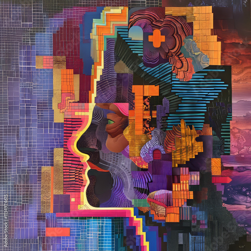 Rorschach hypnagogic maximalism faces Tattoo idea sketch