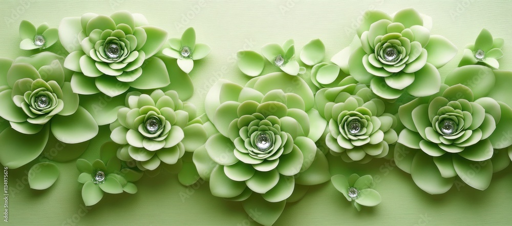 Pastel green paper flowers arrangement. Pastel green paper flowers arrangement.