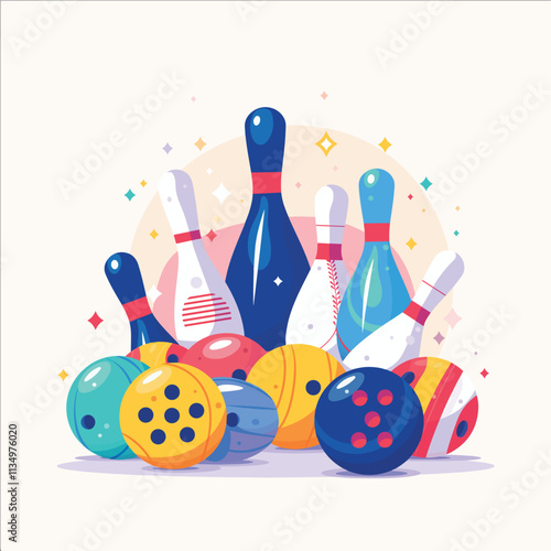 Bowling game illustration for animation and motion graphics