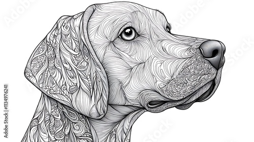 Zentangle dog drawing, antistress, for children and adults 