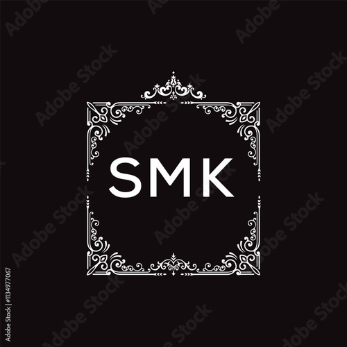 SMK letter logo design with black background in illustrator, vector logo modern alphabet font overlap style. calligraphy designs for logo, Poster, Invitation, etc.	 photo