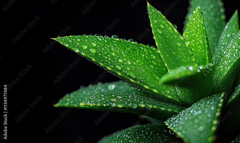 Vibrant Succulent Closeup with Dewy Droplets Highlighting Nature's Intricate Green Textures Vibrant Succulent Closeup with Dewy Droplets Highlighting Nature's Intricate Green Textures