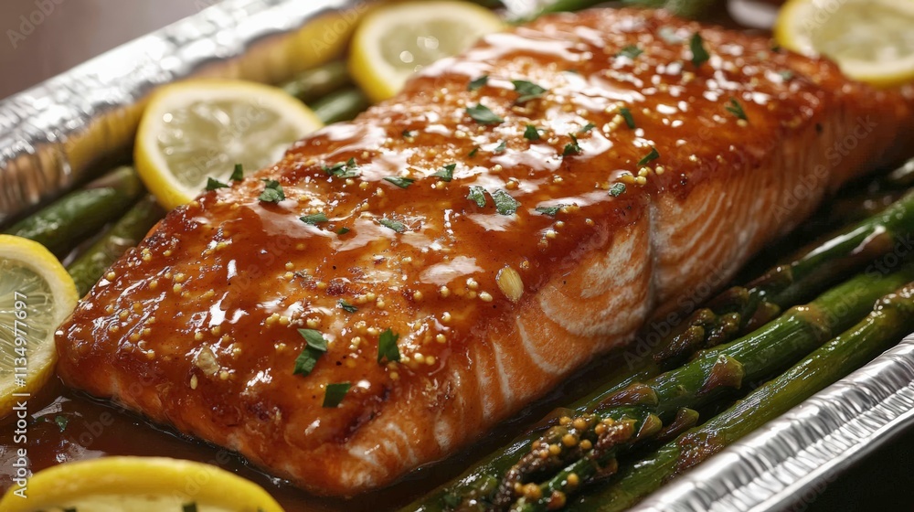 Savory baked salmon with asparagus and lemon culinary delight home kitchen comfort food close-up healthy recipe inspiration Savory baked salmon with asparagus and lemon culinary delight home kitchen comfort food close-up healthy recipe inspiration