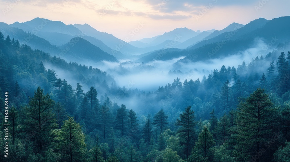 Misty Mountain Majesty: A Serene Landscape Misty Mountain Majesty: A Serene Landscape