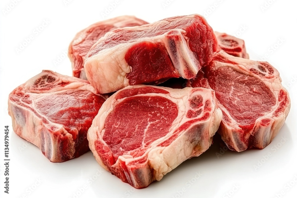 Close-up of raw lamb chops on white background. (1) Close-up of raw lamb chops on white background. (1)