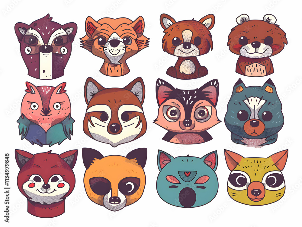 Fototapeta premium Forest Friends Portraits: A Whimsical Collection of Woodland Creatures
