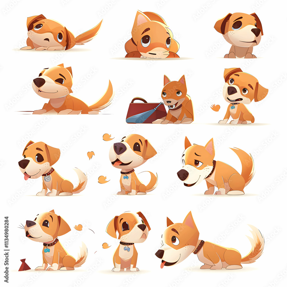 Playful Pups: A Collection of Cute and Expressive Dog Characters Playful Pups: A Collection of Cute and Expressive Dog Characters