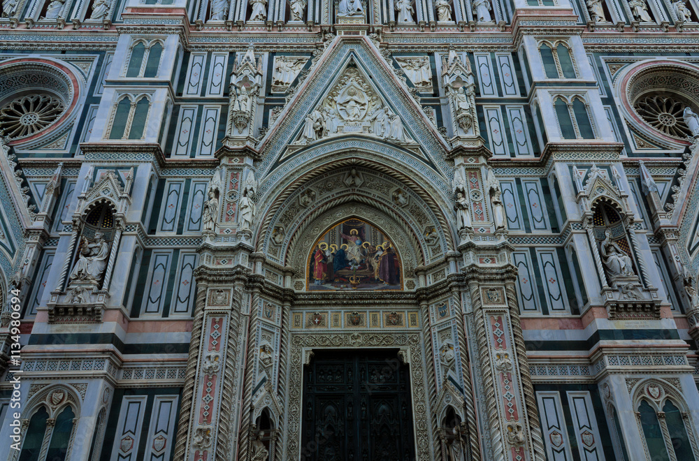 Detail of the facade of the Duomo of Florence