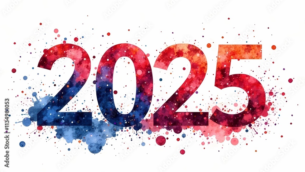 Happy New Year 2025 background, illustration for holiday design with lights and fireworks Happy New Year 2025 background, illustration for holiday design with lights and fireworks