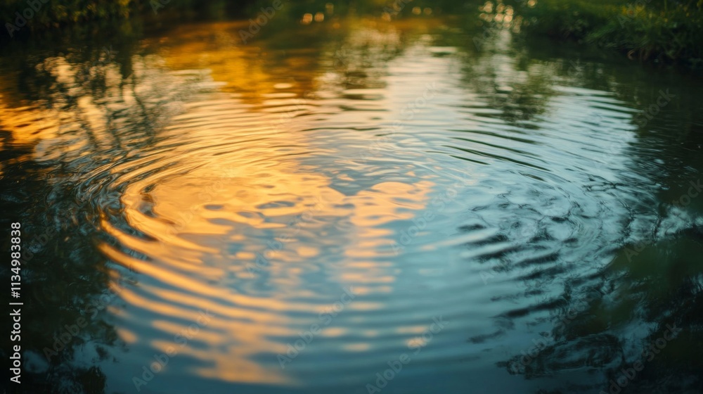 Golden Sunset Reflections On Calm Water Surface Golden Sunset Reflections On Calm Water Surface