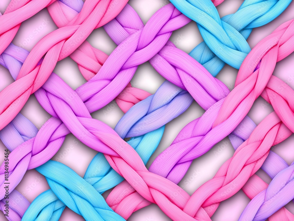 Obraz premium Pastel Pink Purple Blue Braided Fabric Texture Background