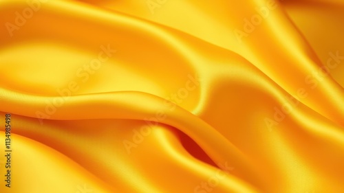 A Smooth and Luxurious Yellow Satin Fabric with Gentle Waves and a Soft, Flowing Texture