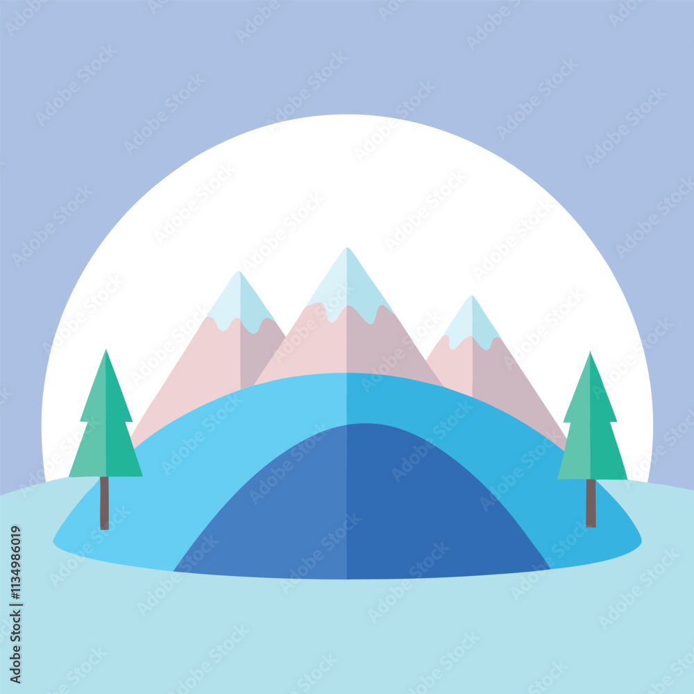 a vector serene flat design of dome mountains with smooth, rounded peaks and gentle slopes a vector serene flat design of dome mountains with smooth, rounded peaks and gentle slopes