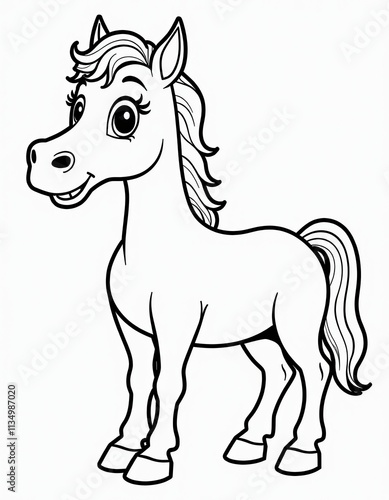 Obraz na płótnie Cute Cartoon Pony Coloring Page w salonie