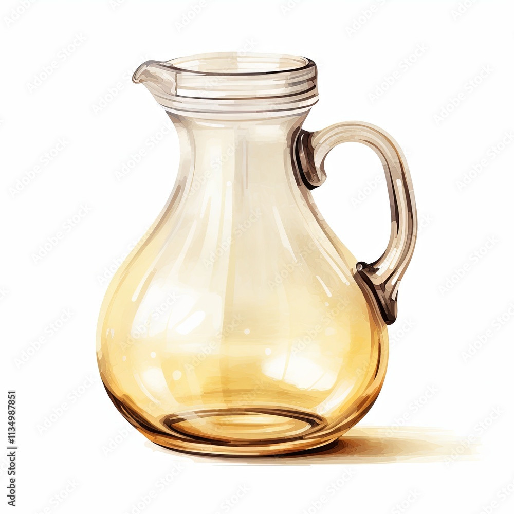 This elegant and stylish transparent glass jug features a silver lid and contains amber liquid. It comes with a convenient spout and a sturdy handle, making it perfect for serving beverages. This elegant and stylish transparent glass jug features a silver lid and contains amber liquid. It comes with a convenient spout and a sturdy handle, making it perfect for serving beverages.