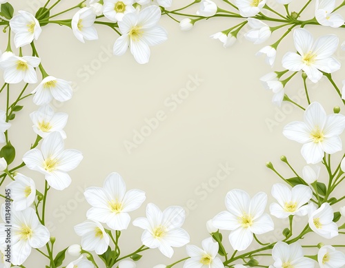 there is a white flower frame with white flowers on it. #1134988045