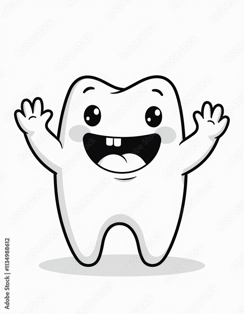 Happy Tooth Character Illustration Coloring Page Happy Tooth Character Illustration Coloring Page