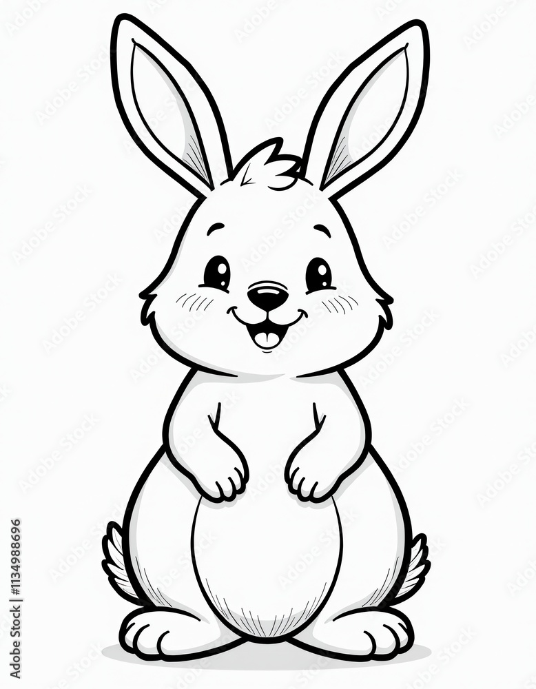 Adorable Cartoon Bunny Rabbit Coloring Page