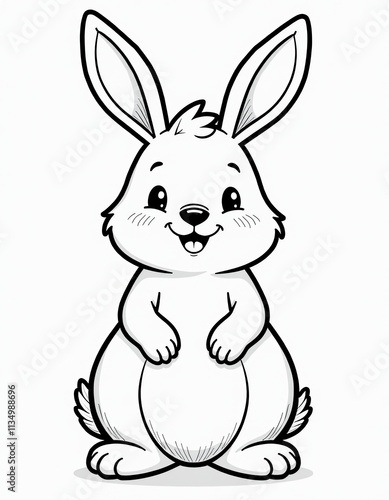 Obraz na płótnie Adorable Cartoon Bunny Rabbit Coloring Page w salonie