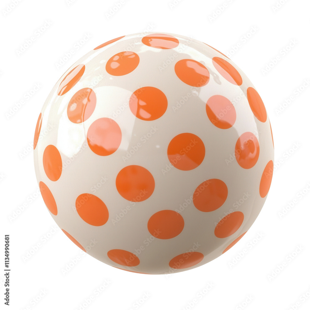 custom made wallpaper toronto digitalA glossy sphere adorned with orange polka dots on a white surface, showcasing a playful and vibrant design isolated on white background