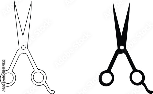 Scissor silhouette art. Scissor Flat Icon Design, cutting sign . black Scissors for cutting flat design. Vector illustration isolated on transparent background