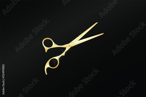 Scissors gold color with black background Simple Scissors Icon cutting gold scissor