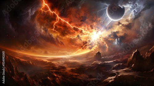 Artistic Representation of Abiogenesis: The Emergence of Life through Natural Processes on Early Earth