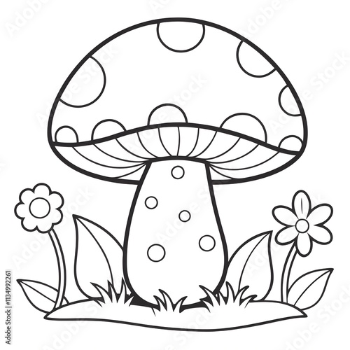 coloring page with mushroom