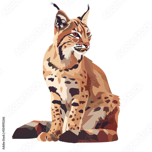 Flat vector bobcat, isolated on a white background.

