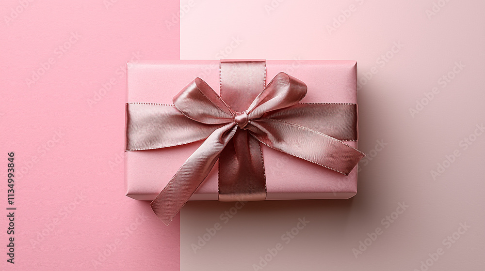 Pink Gift Box with Rose Gold Ribbon: Elegant Present for Special Occasions Pink Gift Box with Rose Gold Ribbon: Elegant Present for Special Occasions