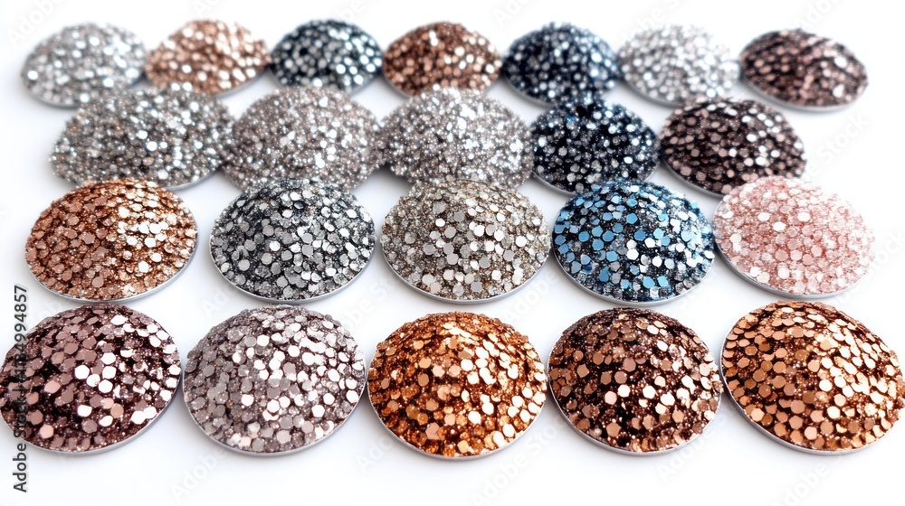 A dazzling assortment of sequined embellishments showcases various colors and textures for crafting A dazzling assortment of sequined embellishments showcases various colors and textures for crafting
