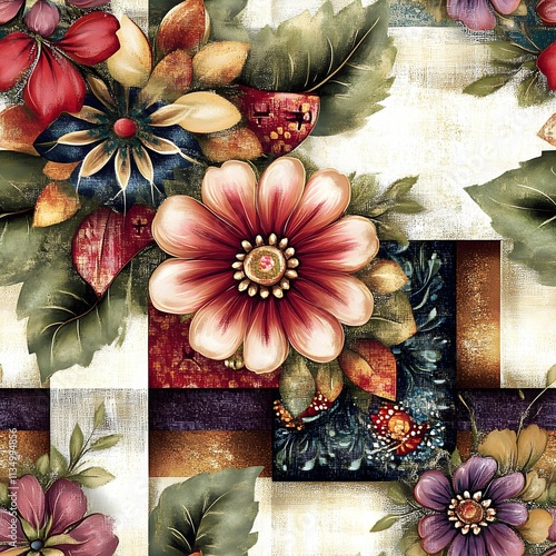 Seamless dark color floral pattern