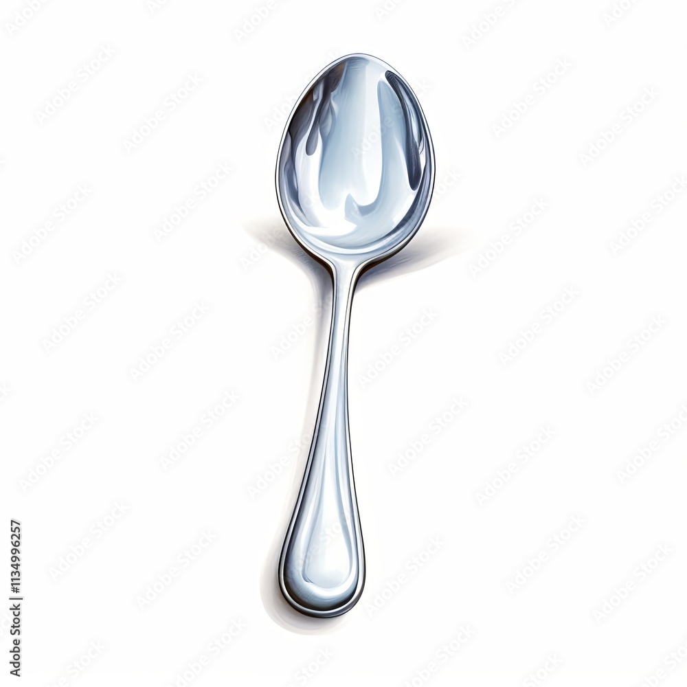 This elegant stainless steel spoon features a smooth, shiny surface and a classic design, making it perfect for both everyday dining and special occasions, set against a clean white background. This elegant stainless steel spoon features a smooth, shiny surface and a classic design, making it perfect for both everyday dining and special occasions, set against a clean white background.