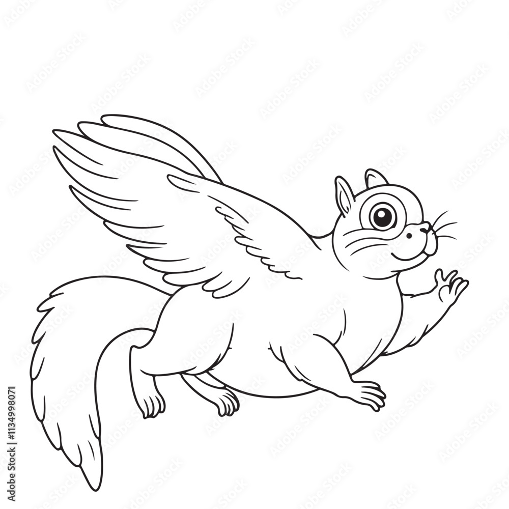Fototapeta premium Flying squirrel line art vector on white background