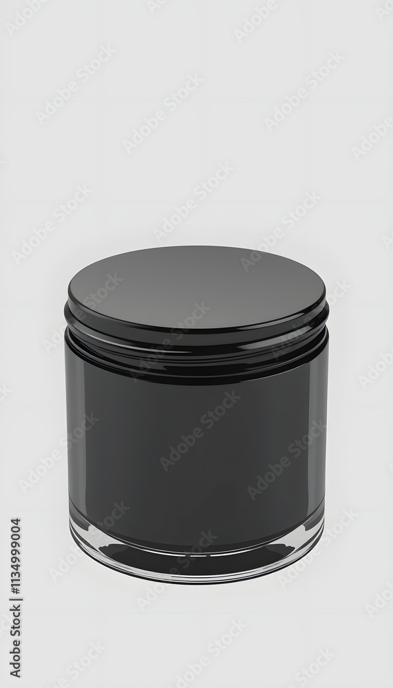 Black Plastic Cosmetic Jar Mockup, Dark beauty make-up Container 3D Rendering isolated on light background, color sketch, with white tones Black Plastic Cosmetic Jar Mockup, Dark beauty make-up Container 3D Rendering isolated on light background, color sketch, with white tones