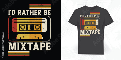 Funny Old School Hip Hop Vintage Cassette Music Mixtape T-shirt Design