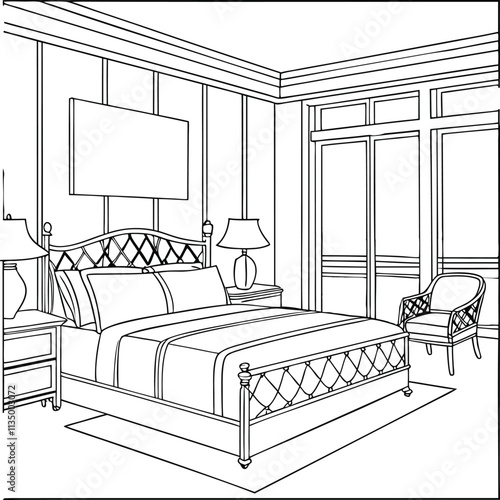 sketch of a room a coloring page,