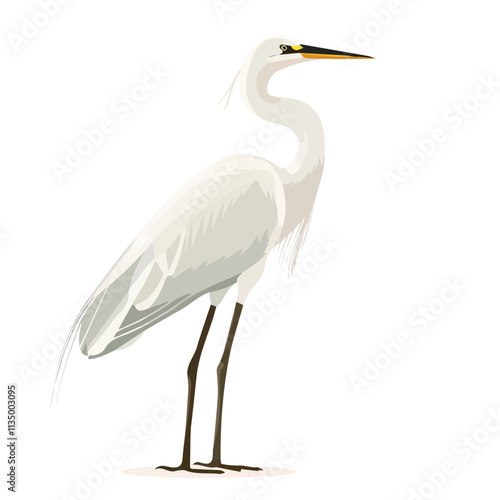 Flat vector heron, minimalist design, isolated on a white background.

