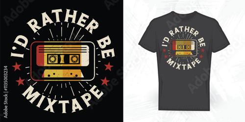 Funny Old School Hip Hop Vintage Cassette Music Mixtape T-shirt Design