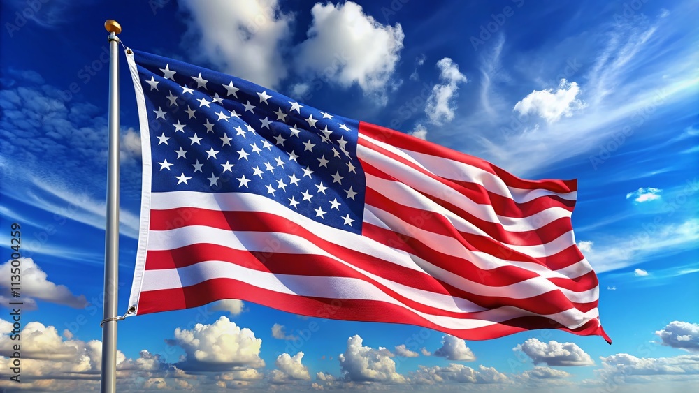 High-Quality Panoramic Photography of the American Flag Waving in Slow Motion with Fabric Texture for Stunning Visual Experience in 4K Resolution High-Quality Panoramic Photography of the American Flag Waving in Slow Motion with Fabric Texture for Stunning Visual Experience in 4K Resolution