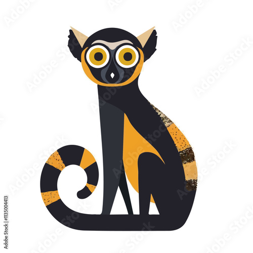 Flat vector lemur, isolated on a white background.