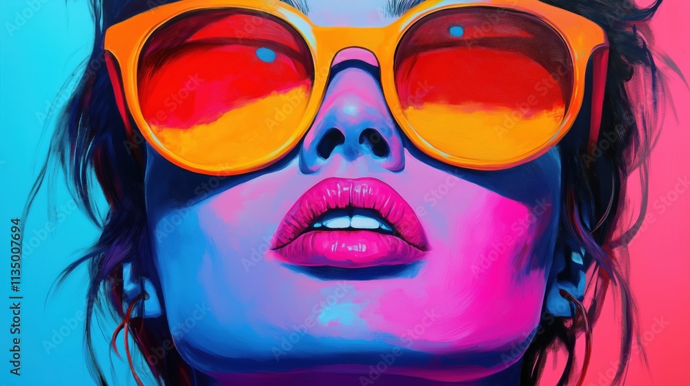 Vertical composition of a confident feminine figure in bold pop art style, featuring retro patterns and dramatic expressions Vertical composition of a confident feminine figure in bold pop art style, featuring retro patterns and dramatic expressions