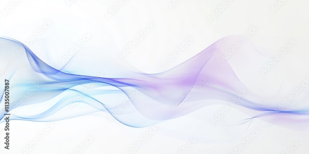 Fototapeta premium Abstract blue and purple wave flowing on white background.