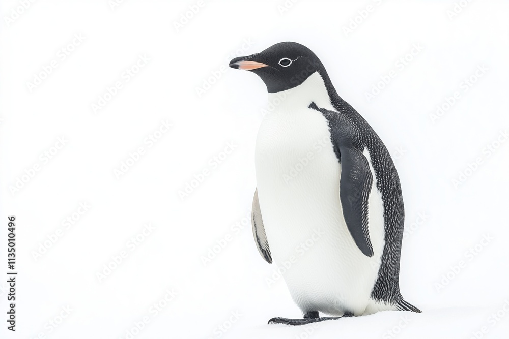 Fototapeta premium Studio photo of a penguin isolated against a white background. Wildlife and conservation concept, space for copy.