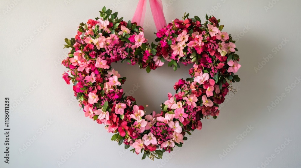 Pink and Red Flower Heart Shaped Wreath Pink and Red Flower Heart Shaped Wreath
