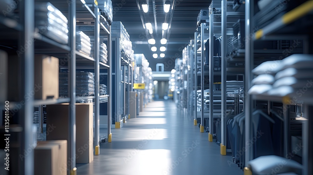 Obraz premium This image illustrates a well-organized warehouse process that optimizes inventory turnover and accelerates order fulfillment in a retail environment.