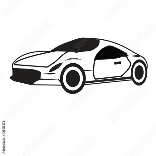 Vector illustration of modern  car in cartoon flat style. Simple picture of land vehicle transportation. Familiy car front and side view. Modern technology automobile. Colorful exterior body car